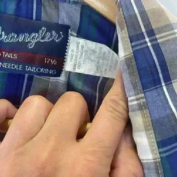 Wrangler WRancher Shirt Mens XL Plaid Pearl Snap Short Sleeve Flap Pockets Blue - Picture 4 of 13